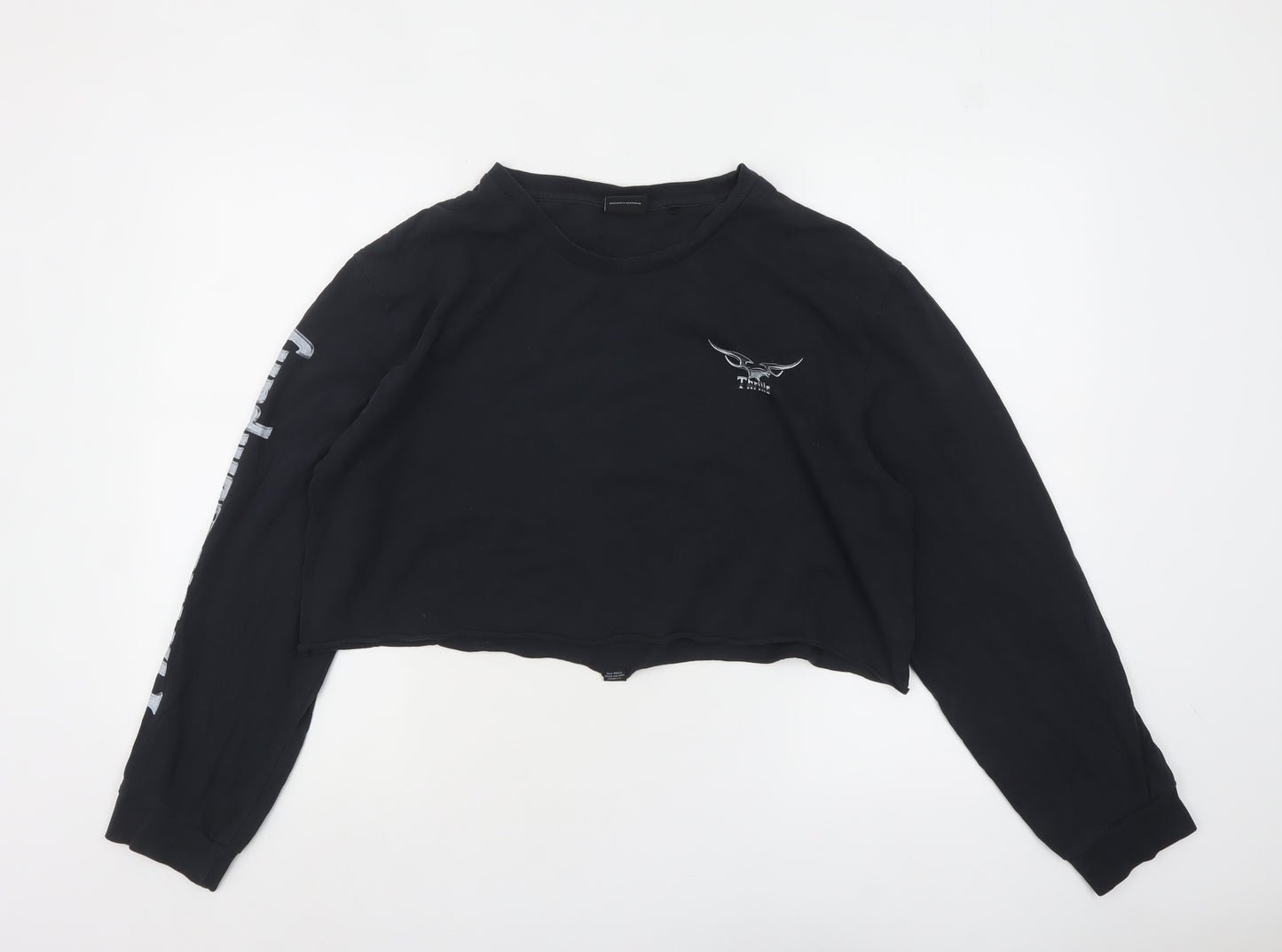 Thrills Womens Black Cropped Long Sleeve T-Shirt L