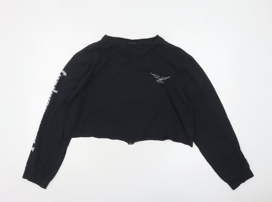 Thrills Womens Black Cropped Long Sleeve T-Shirt L