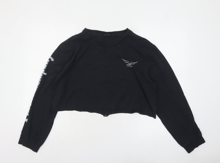Thrills Womens Black Cropped Long Sleeve T-Shirt L