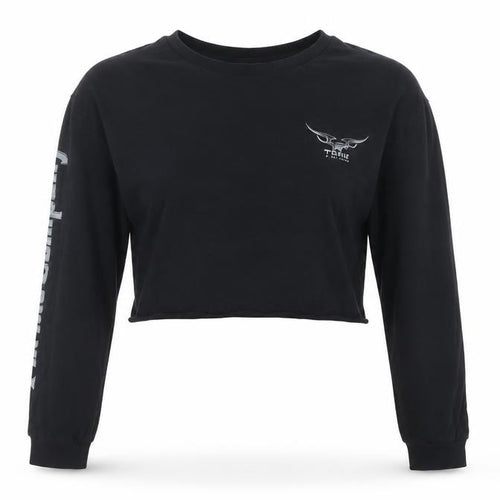 Thrills Womens Black Cropped Long Sleeve T-Shirt L