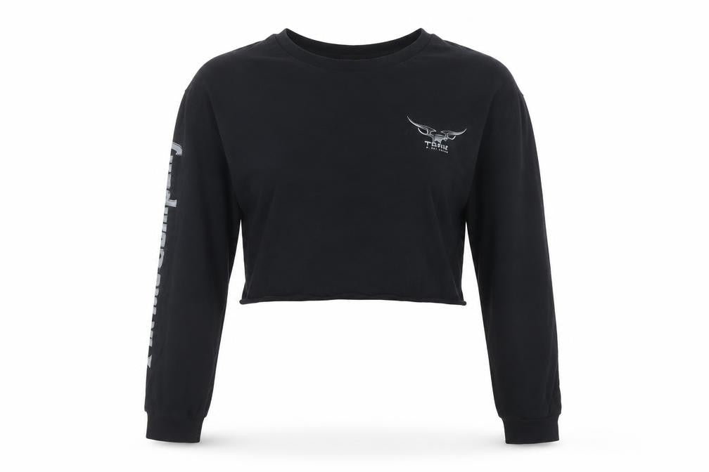 Thrills Womens Black Cropped Long Sleeve T-Shirt L