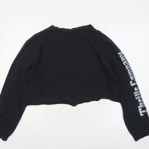 Thrills Womens Black Cropped Long Sleeve T-Shirt L