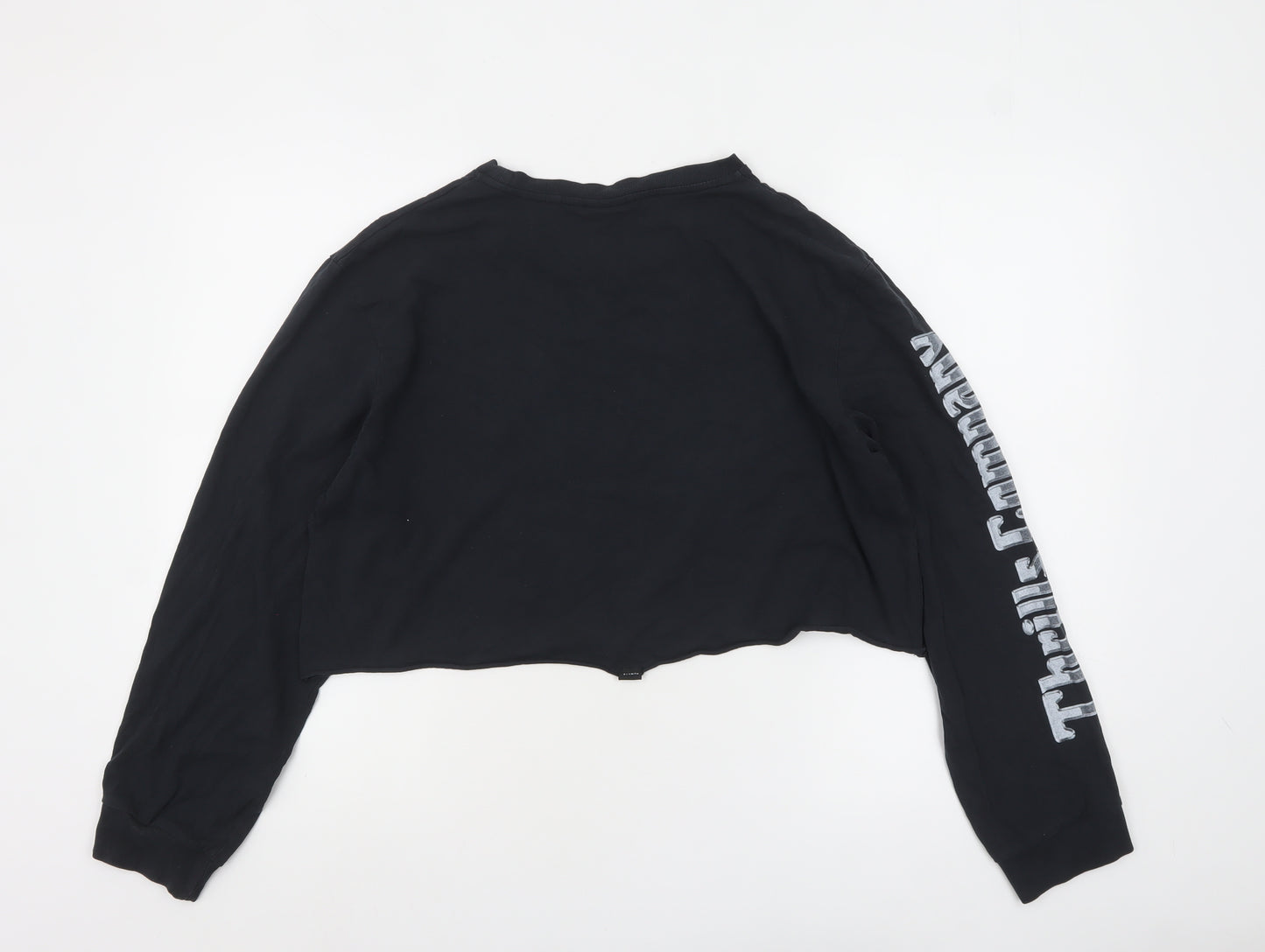 Thrills Womens Black Cropped Long Sleeve T-Shirt L