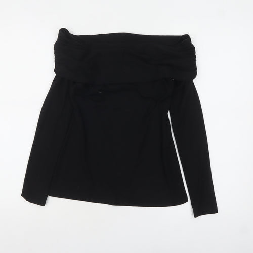 Joe Browns Women Black Off Shoulder Slim Fit Long Sleeve Tunic Blouse Size 6