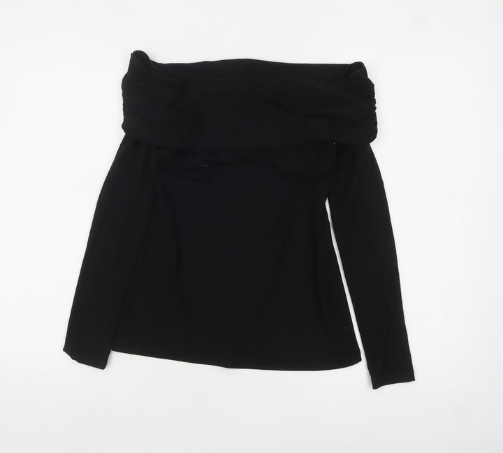 Joe Browns Women Black Off Shoulder Slim Fit Long Sleeve Tunic Blouse Size 6