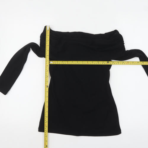 Joe Browns Women Black Off Shoulder Slim Fit Long Sleeve Tunic Blouse Size 6