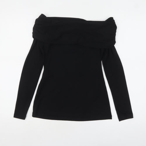 Joe Browns Women Black Off Shoulder Slim Fit Long Sleeve Tunic Blouse Size 6
