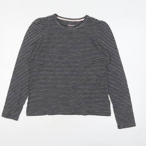Boden Women Black Striped Long Sleeve Cotton Jersey T-Shirt M