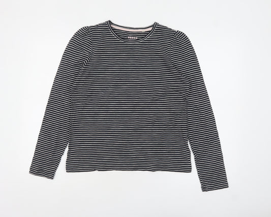 Boden Women Black Striped Long Sleeve Cotton Jersey T-Shirt M