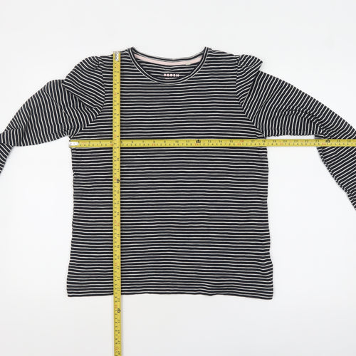 Boden Women Black Striped Long Sleeve Cotton Jersey T-Shirt M