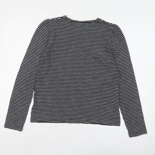 Boden Women Black Striped Long Sleeve Cotton Jersey T-Shirt M