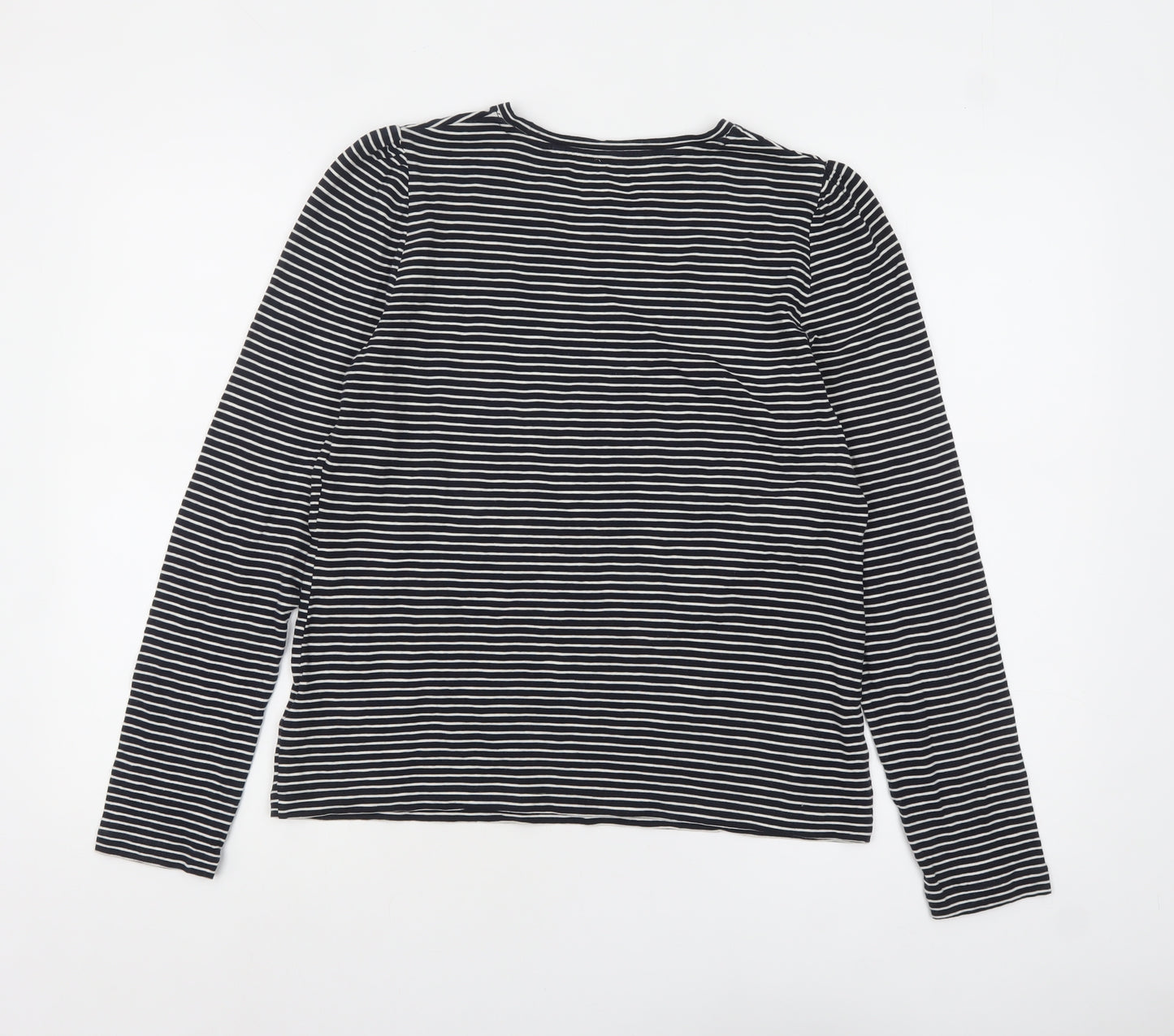Boden Women Black Striped Long Sleeve Cotton Jersey T-Shirt M