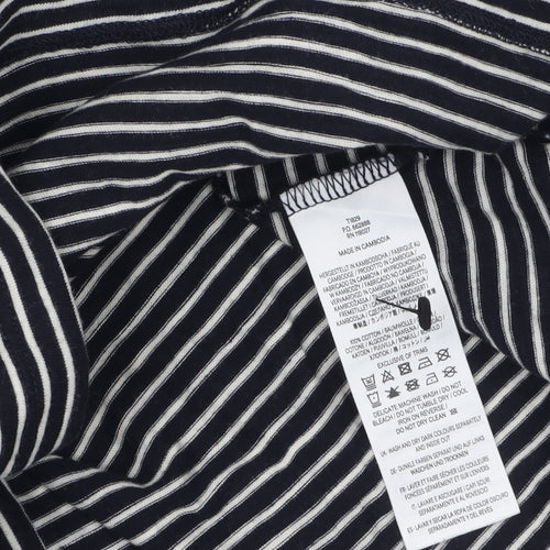 Boden Women Black Striped Long Sleeve Cotton Jersey T-Shirt M
