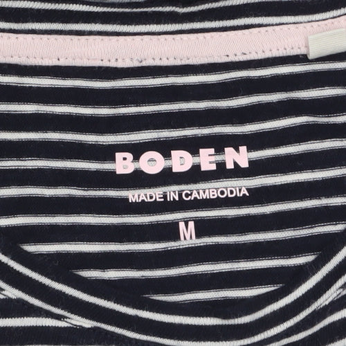 Boden Women Black Striped Long Sleeve Cotton Jersey T-Shirt M