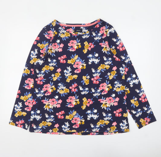 Joules Womens Navy Floral Long Sleeve Cotton Jersey Top UK 16