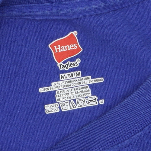 Hanes Men Blue Snoopy Skull Funny Graphic T-Shirt Size M