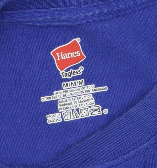 Hanes Men Blue Snoopy Skull Funny Graphic T-Shirt Size M