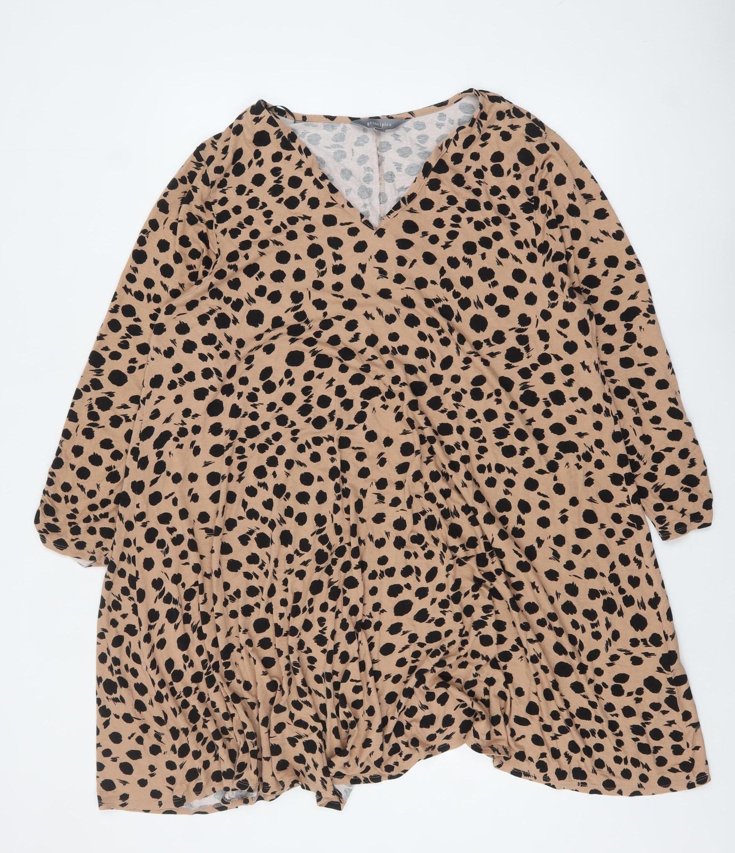 Principles Women's Beige Animal Print Wrap Long Sleeve Blouse Size 20