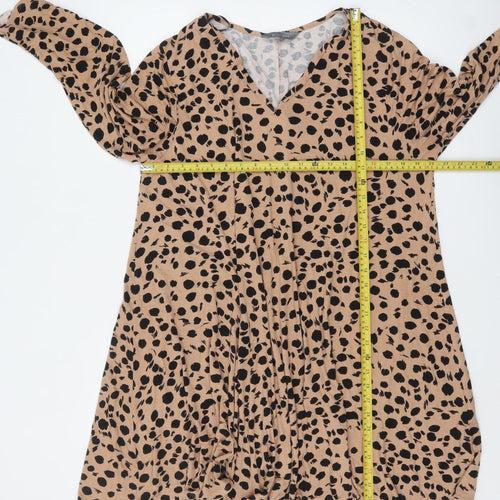 Principles Women's Beige Animal Print Wrap Long Sleeve Blouse Size 20