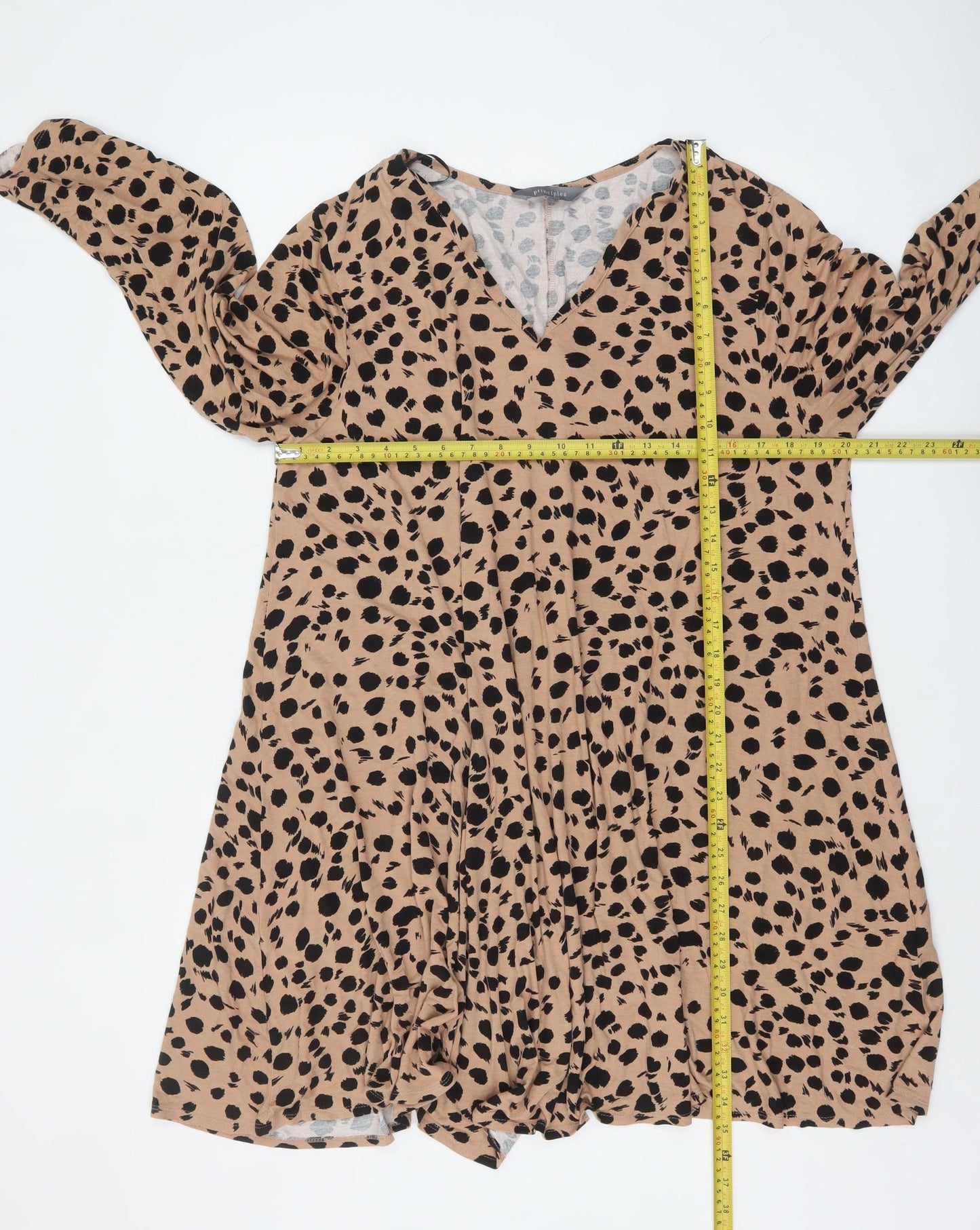 Principles Women's Beige Animal Print Wrap Long Sleeve Blouse Size 20