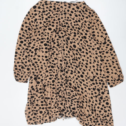Principles Women's Beige Animal Print Wrap Long Sleeve Blouse Size 20