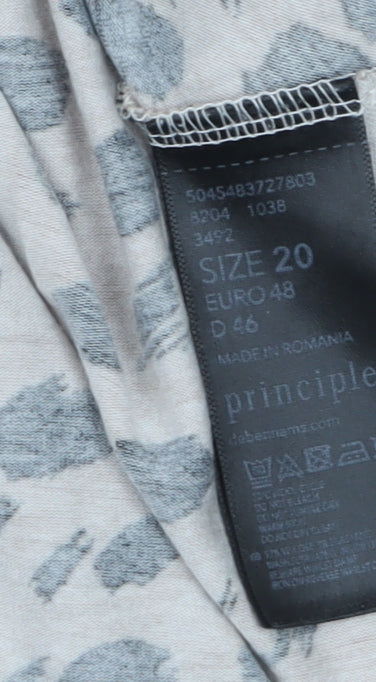 Principles Women's Beige Animal Print Wrap Long Sleeve Blouse Size 20