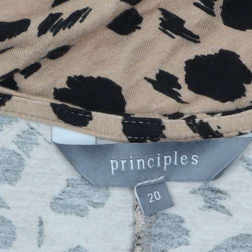 Principles Women's Beige Animal Print Wrap Long Sleeve Blouse Size 20