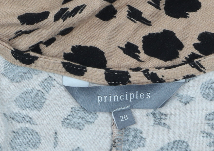 Principles Women's Beige Animal Print Wrap Long Sleeve Blouse Size 20