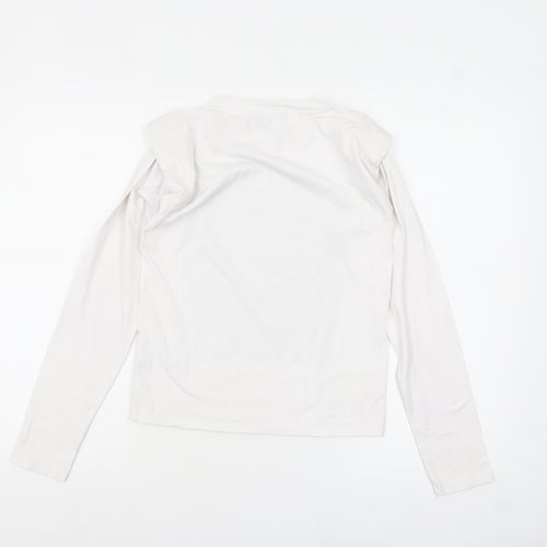 DKNY Women's White Long Sleeve Crew Neck Logo T-Shirt Size 14