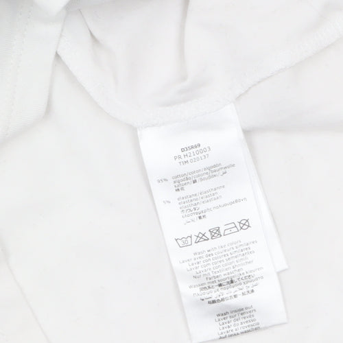 DKNY Women's White Long Sleeve Crew Neck Logo T-Shirt Size 14