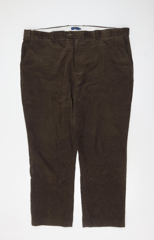 Cotton Traders Men's Brown Corduroy Trousers Size 46 UK Classic Fit