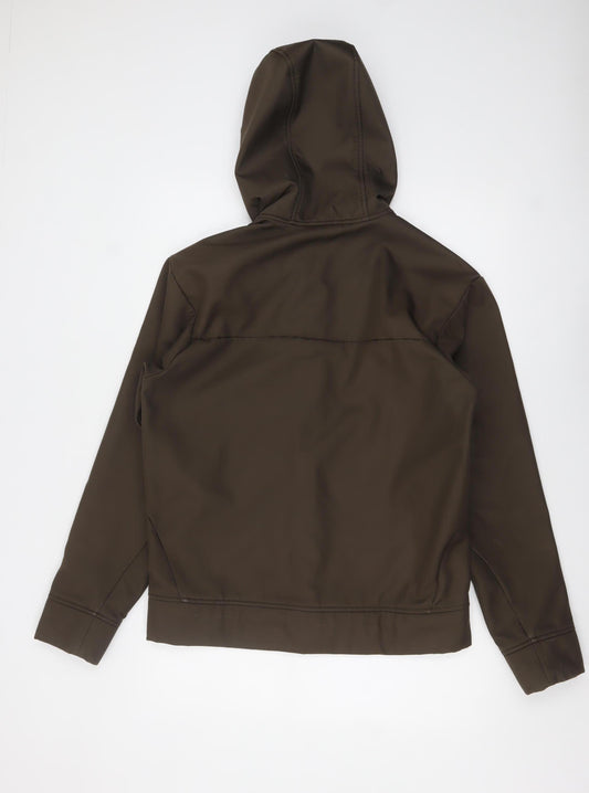 Salomon Men's Brown Softshell Hooded Jacket M Full Zip Outdoor