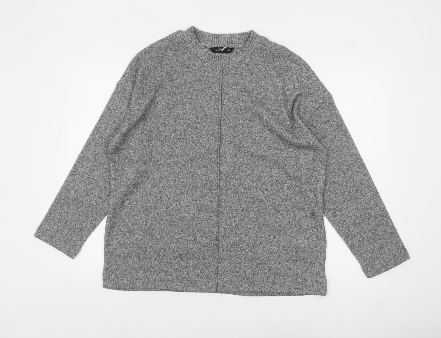 F&F Women's Grey Crew Neck Pullover Jumper Size M