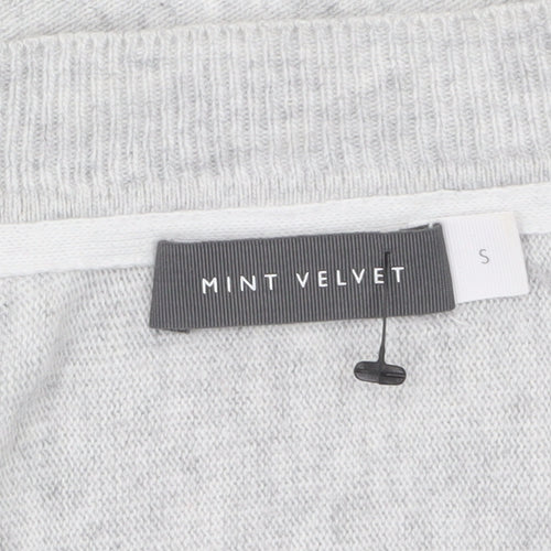 Mint Velvet Women's Grey V-Neck Relaxed Star Jumper Size S