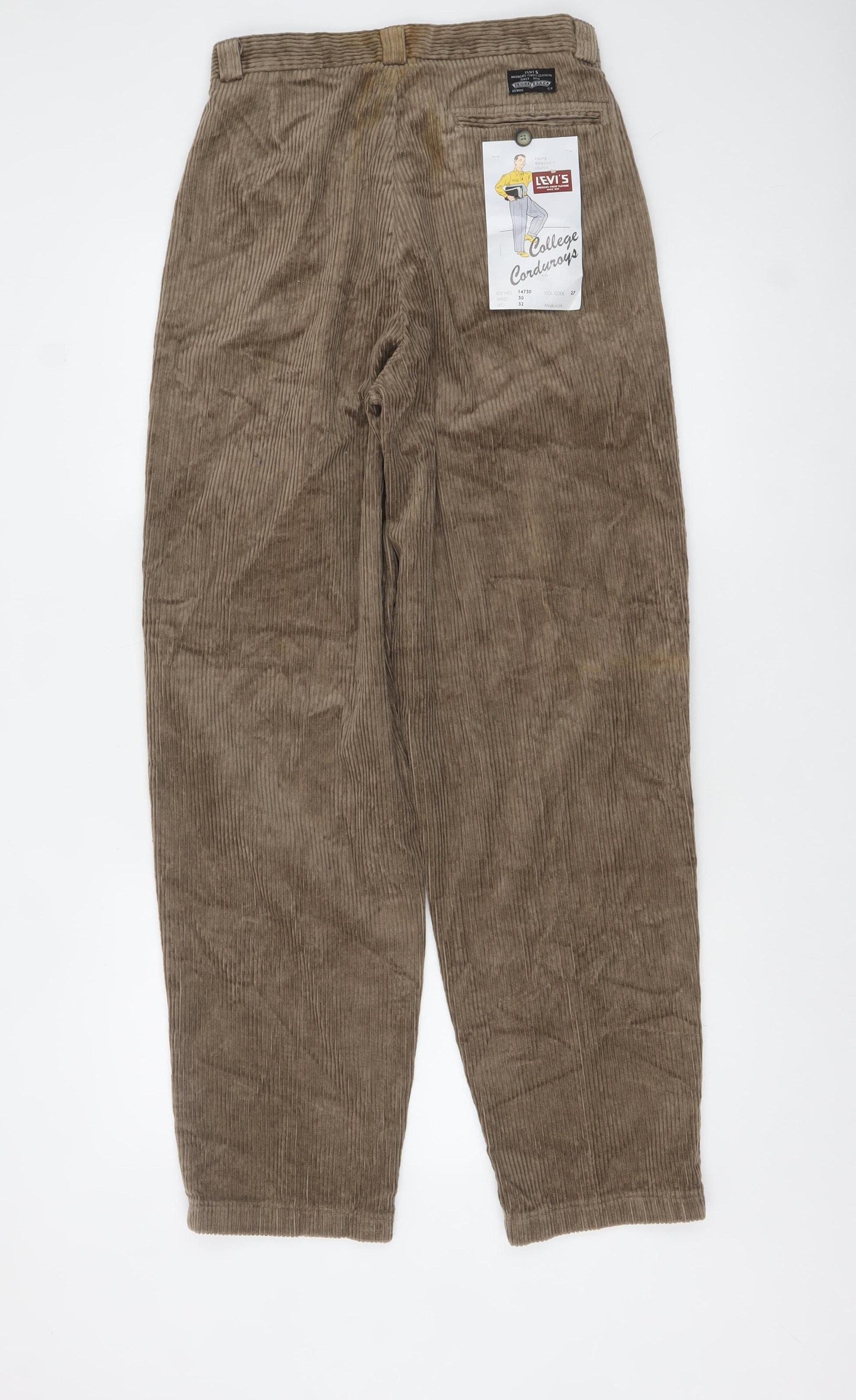 Levi's Men's Beige Corduroy Trousers 30W 32L Classic Fit