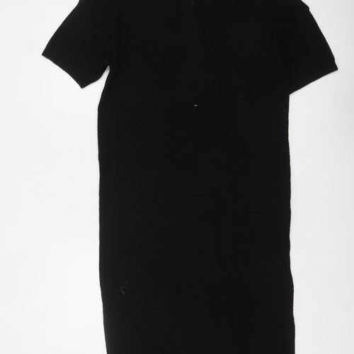 Primark Women’s Black Collared Knit Midi T-Shirt Dress Size S