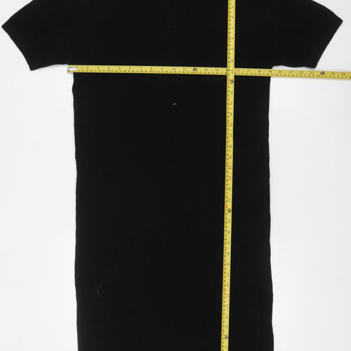 Primark Women’s Black Collared Knit Midi T-Shirt Dress Size S