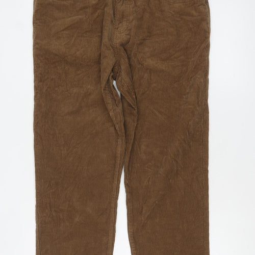 ACW85 Men's Brown Corduroy Chino Trousers Size 36S