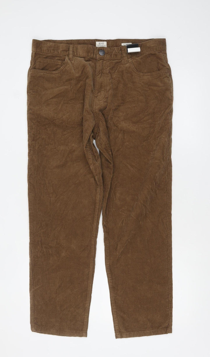 ACW85 Men's Brown Corduroy Chino Trousers Size 36S
