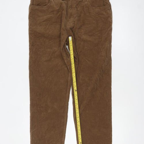 ACW85 Men's Brown Corduroy Chino Trousers Size 36S