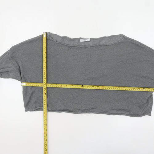 Stradivarius Women Grey Boat Neck Knit Pullover Jumper Size 12