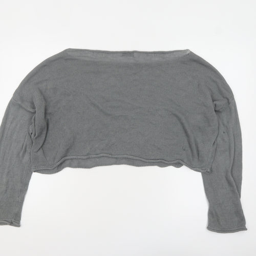 Stradivarius Women Grey Boat Neck Knit Pullover Jumper Size 12