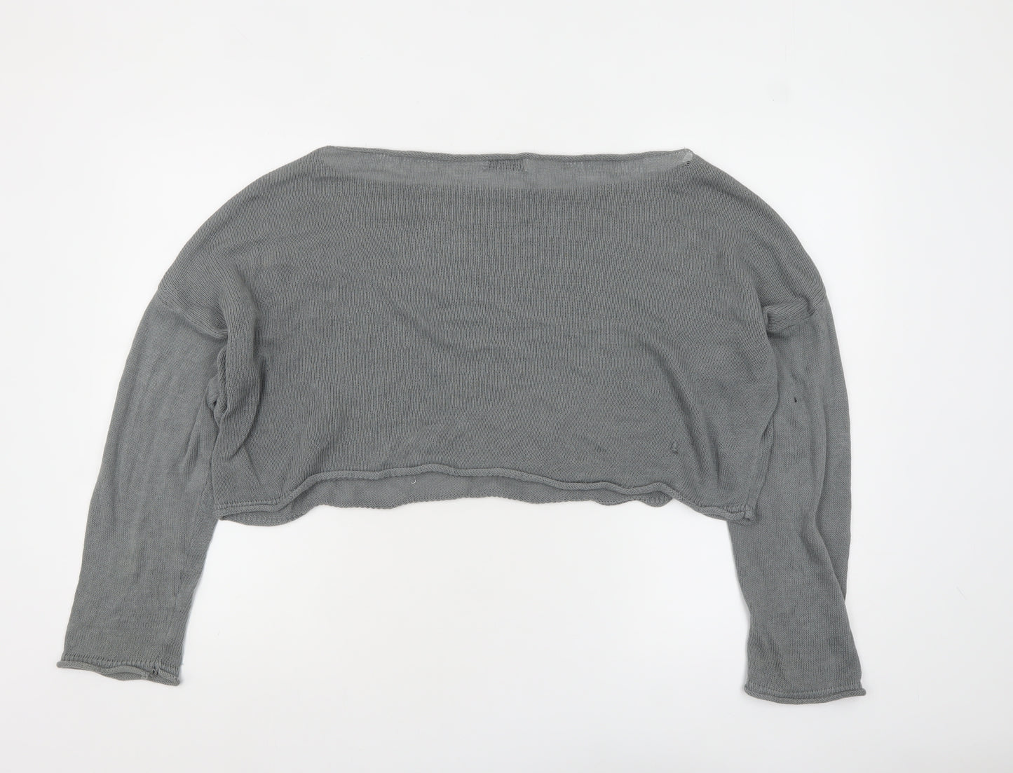 Stradivarius Women Grey Boat Neck Knit Pullover Jumper Size 12