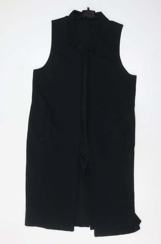 River Island Women's Black Long Waistcoat Size 14 Sleeveless Knit