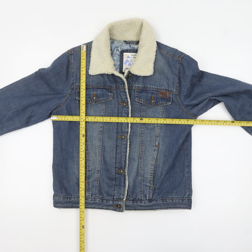 Mantaray Women Blue Denim Sherpa Lined Jacket Size 12