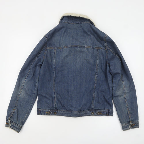 Mantaray Women Blue Denim Sherpa Lined Jacket Size 12