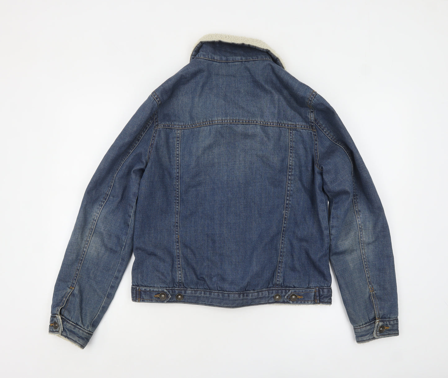 Mantaray Women Blue Denim Sherpa Lined Jacket Size 12