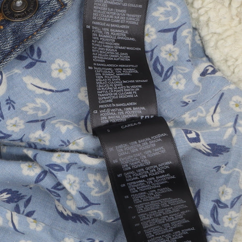Mantaray Women Blue Denim Sherpa Lined Jacket Size 12