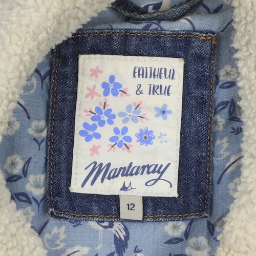 Mantaray Women Blue Denim Sherpa Lined Jacket Size 12