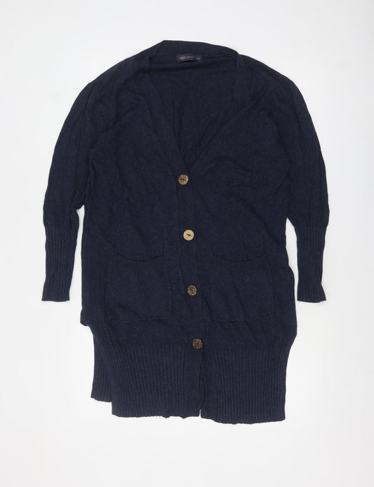 Marks and Spencer Women's Navy Blue Longline V-Neck Cardigan Size L